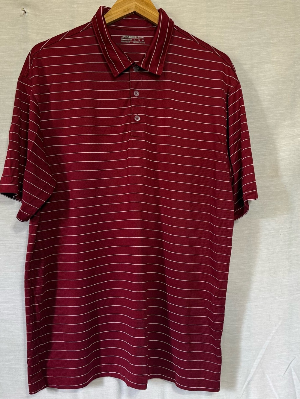 Nike Golf Dri-FIT Polo Shirt XL Red White Striped Performance Golf Shirt